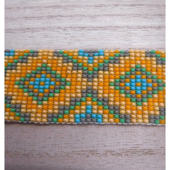 Loom Beaded Bracelet Orange, Gray & Teal - Picture 3 of 4